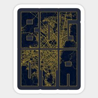 Bogota, Colombia City Map Typography - Gold Art Deco Sticker